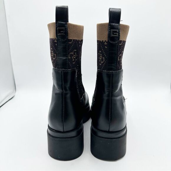 GUESS Women's Keanna Knit Detail Pull-On Lug Sole Faux Leather Chelsea Boots 8.5 - Picture 10 of 16
